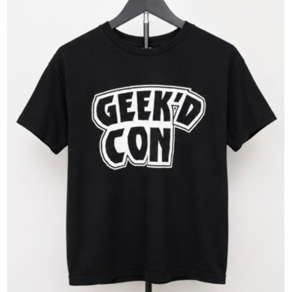 Gildan Geek'd Con Graphic T-Shirt Mens Large Black Short Sleeve Heavy Cotton